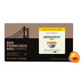 San Francisco Bay Breakfast Blend arabica beans for smooth flavor.