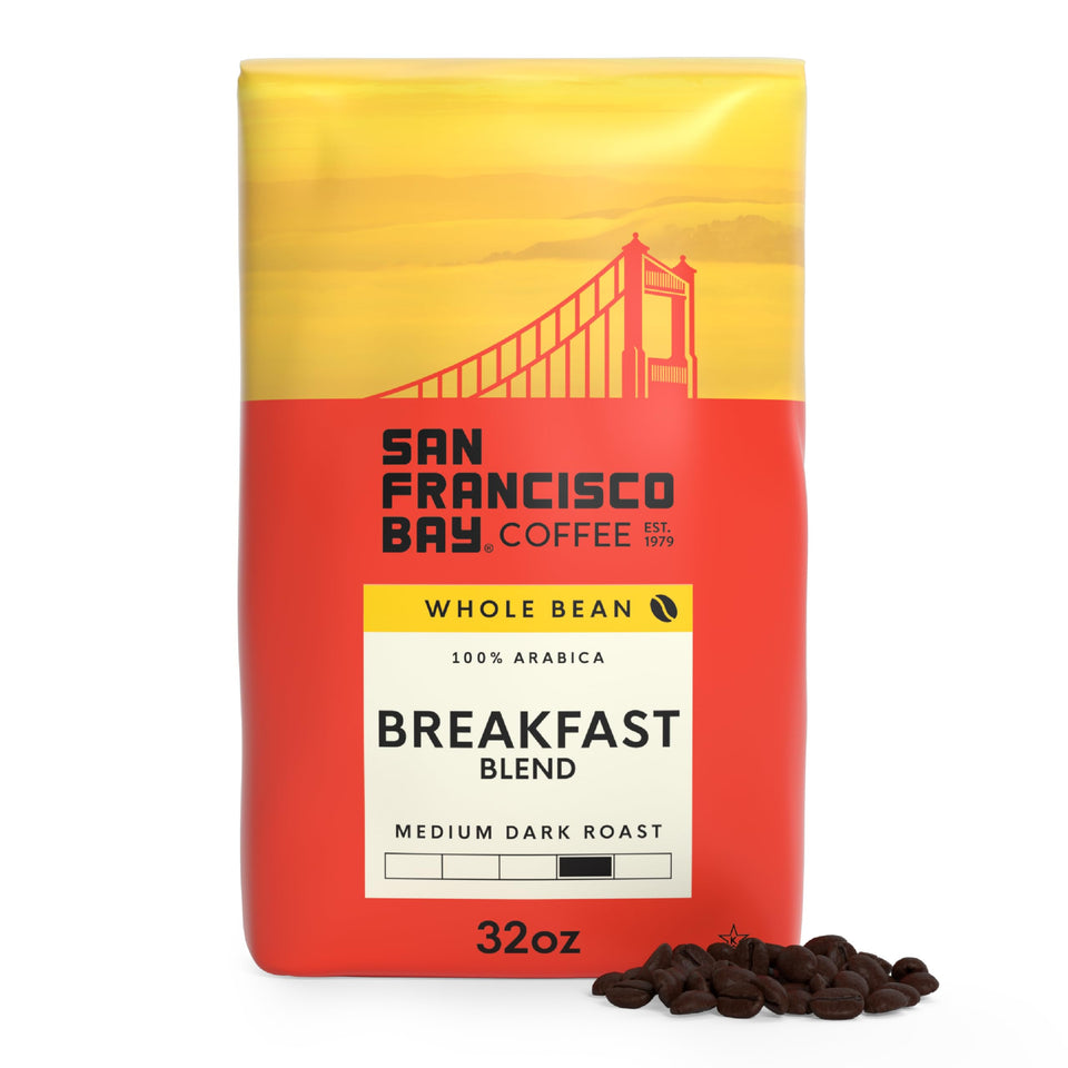 San Francisco Bay Breakfast Blend whole bean 2 lb bag ready for fresh grinding