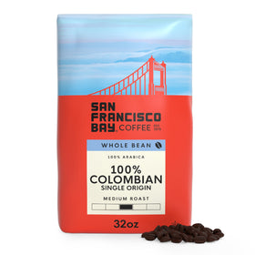 San Francisco Bay Coffee medium roast aroma in a steaming cup, inviting morning ritual.