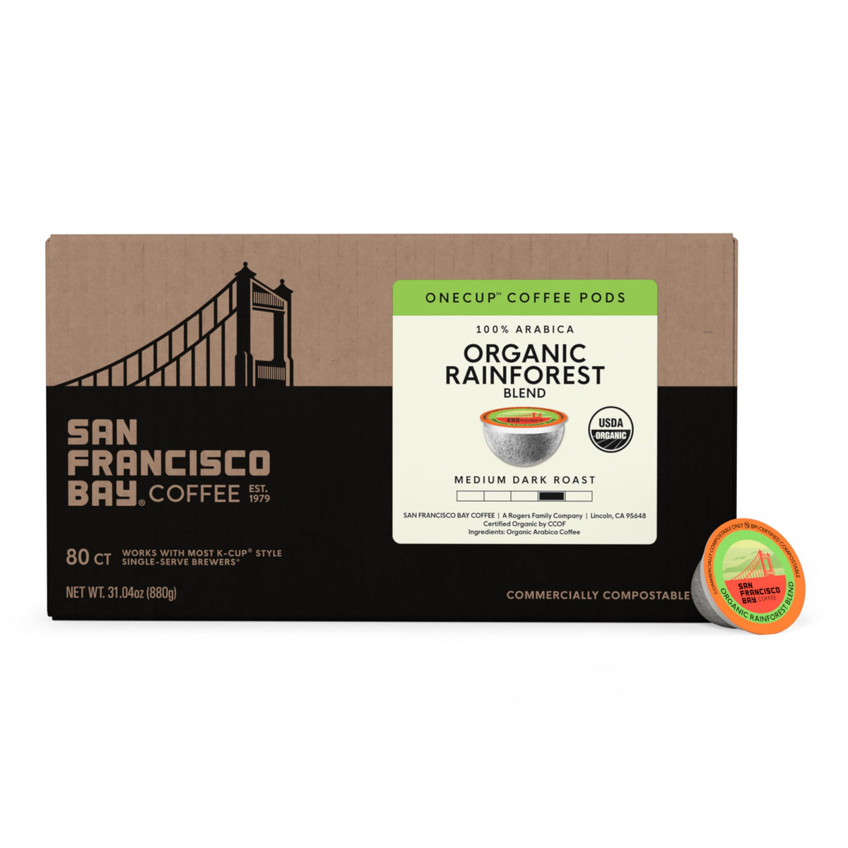San Francisco Bay compostable K-Cup packaging supports sustainable coffee rituals.