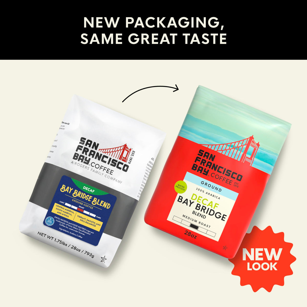 Decaf Bay Bridge brew setup ready for fresh-ground coffee