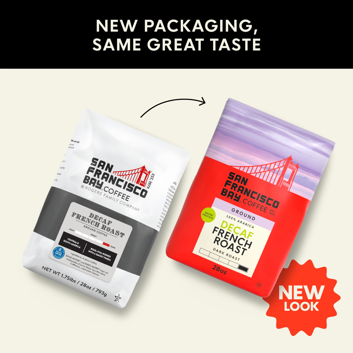San Francisco Bay decaf French roast cup showing deep, smoky notes