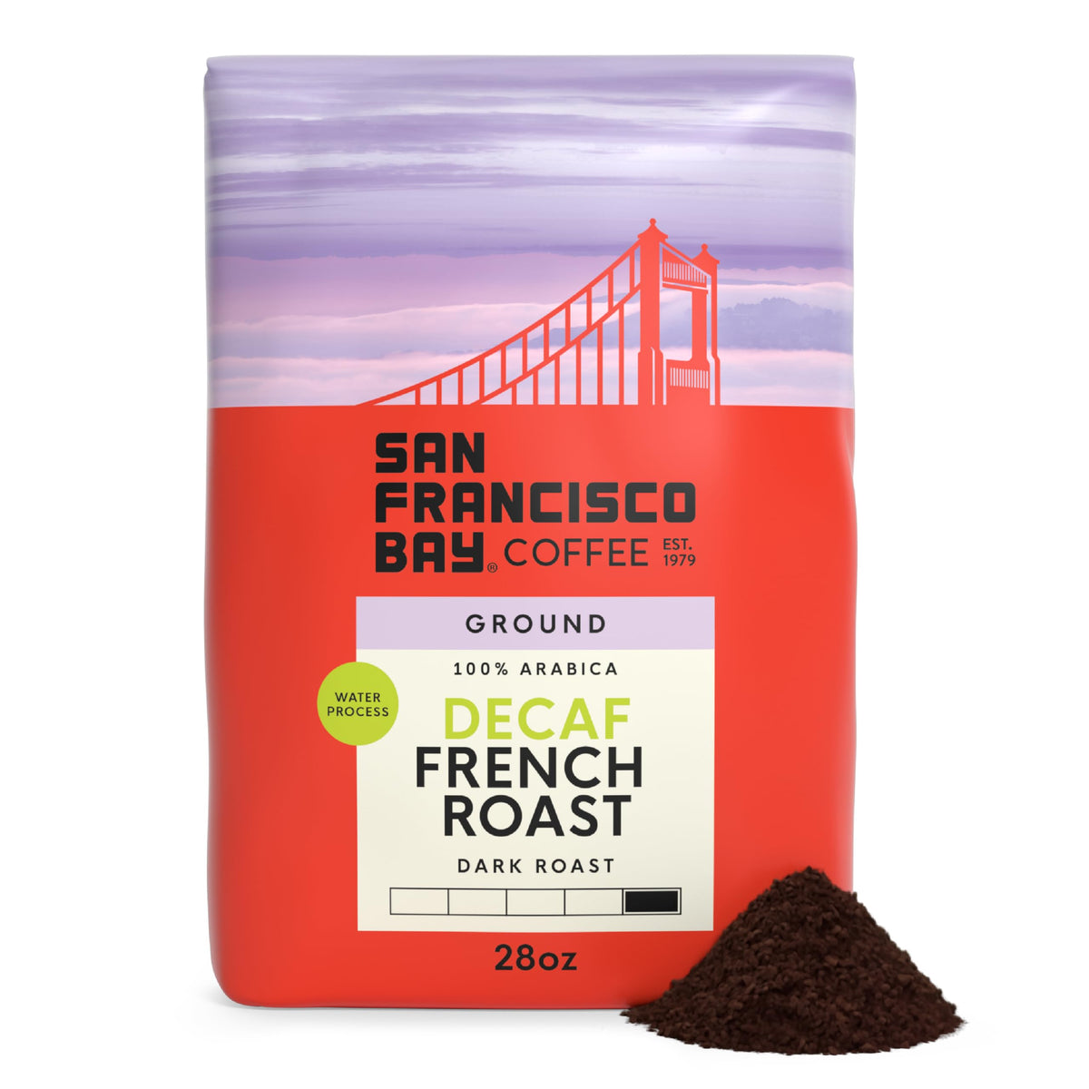 San Francisco Bay decaf ground coffee bag with rich aroma for daily brewing
