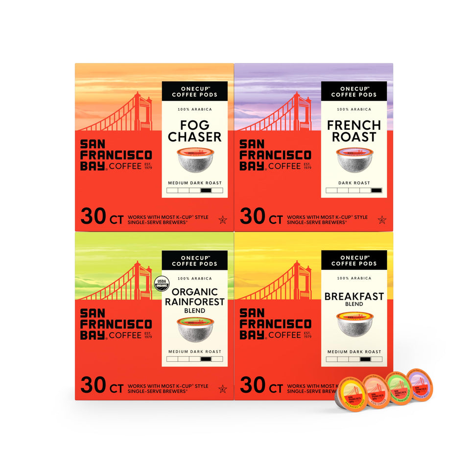 San Francisco Bay favorite four-pack front view of convenient single-serve pods