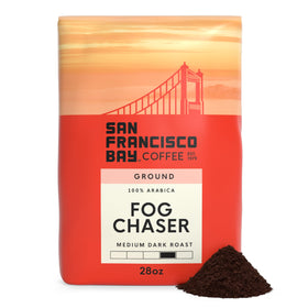 San Francisco Bay Fog Chaser 28 oz bag with bold aroma for a smooth morning.