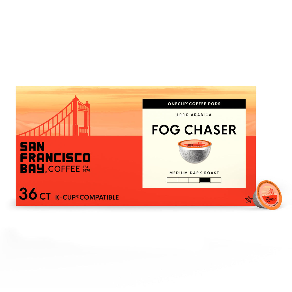 San Francisco Bay Fog Chaser pods in a box for quick single-serve mornings.