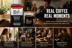 Three-pound bag of San Francisco Bay French Roast for bulk use.