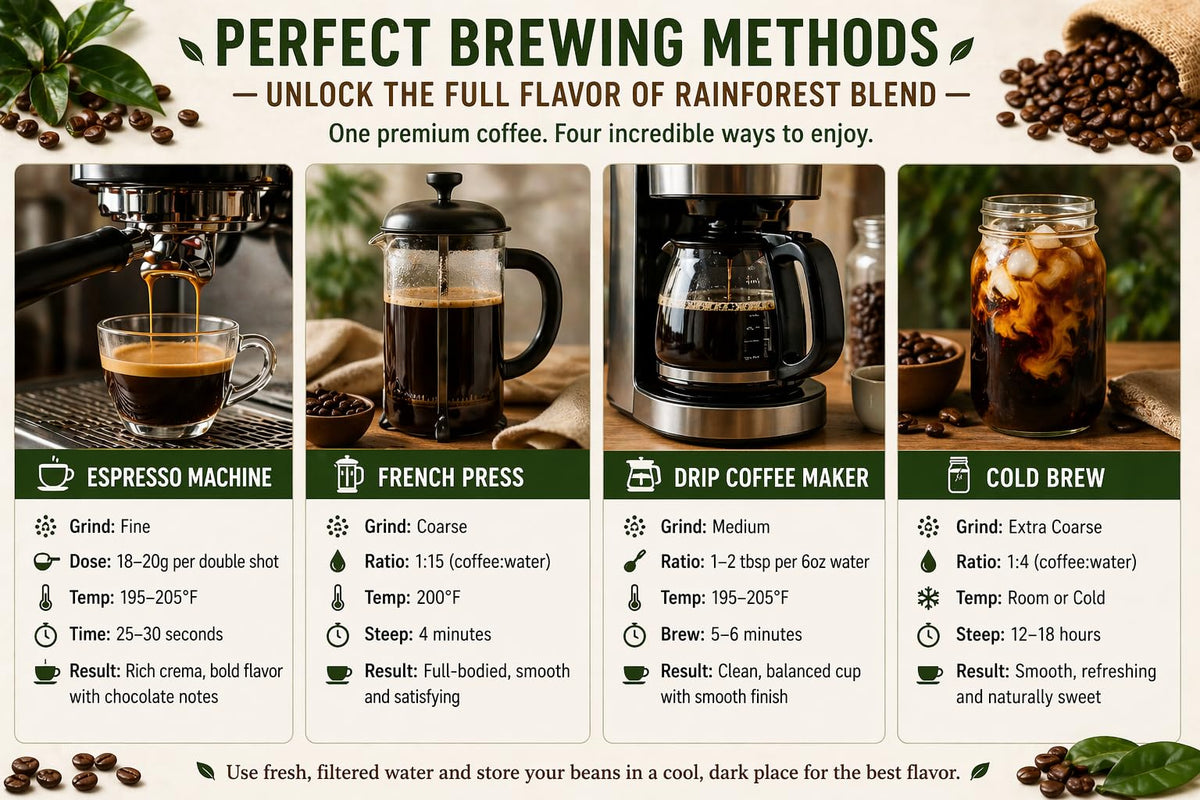 San Francisco Bay Rainforest Blend cup with steam after a balanced brew