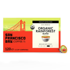 San Francisco Bay Rainforest Blend K-Cup pods ready for quick, flavorful coffee.