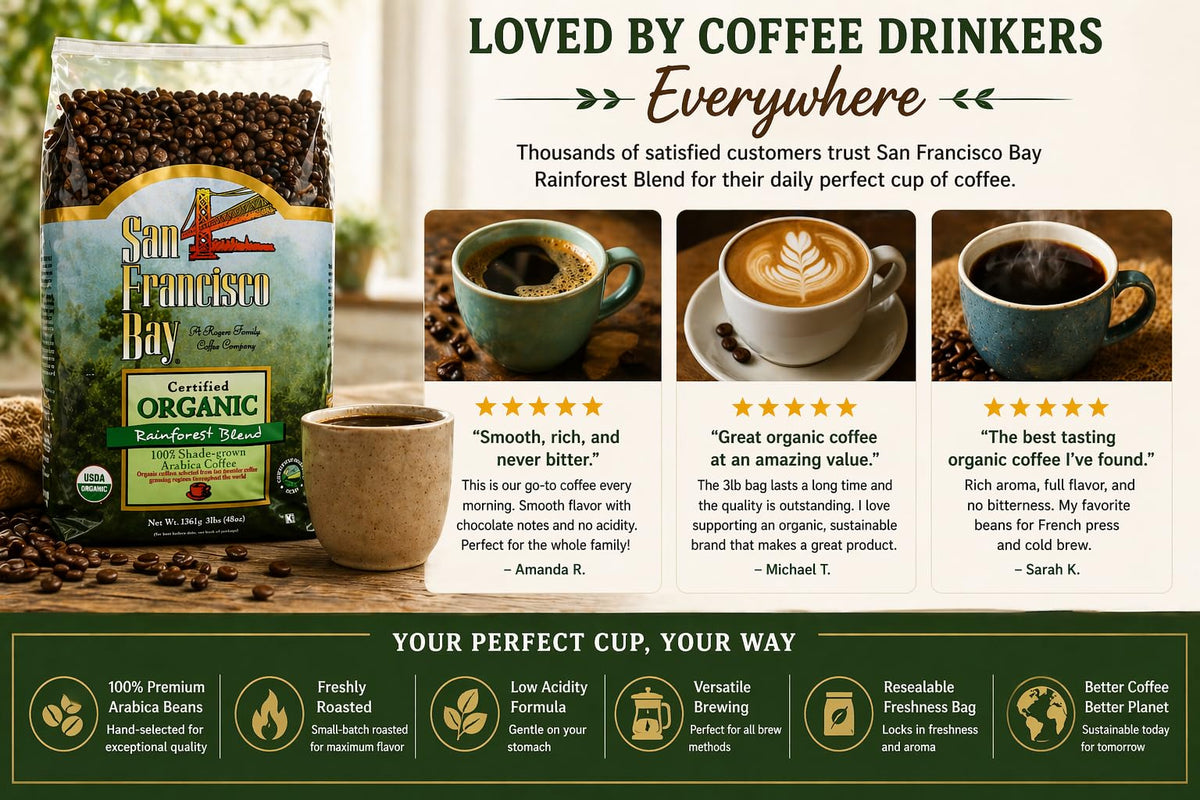 San Francisco Bay Rainforest Blend morning aroma while brewing a cup