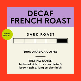 San Francisco Bay Swiss Water decaf label highlighting chemical-free decaffeination