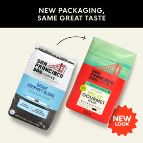 San Francisco Bay Swiss Water Process decaf close-up highlighting chemical-free decaffeination and aroma