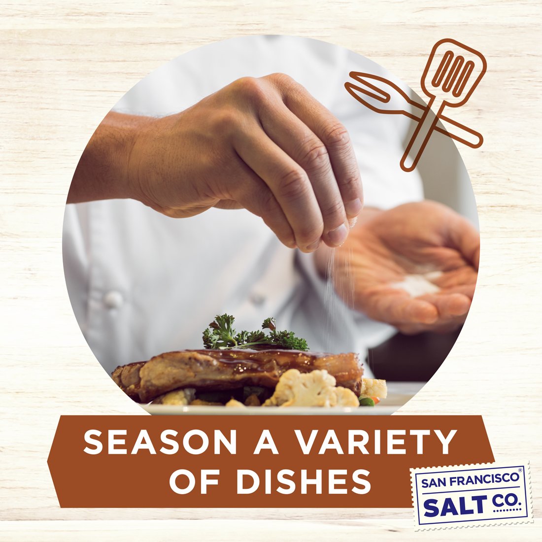 San Francisco Salt Alderwood smoked sea salt fine grain for easy sprinkling.