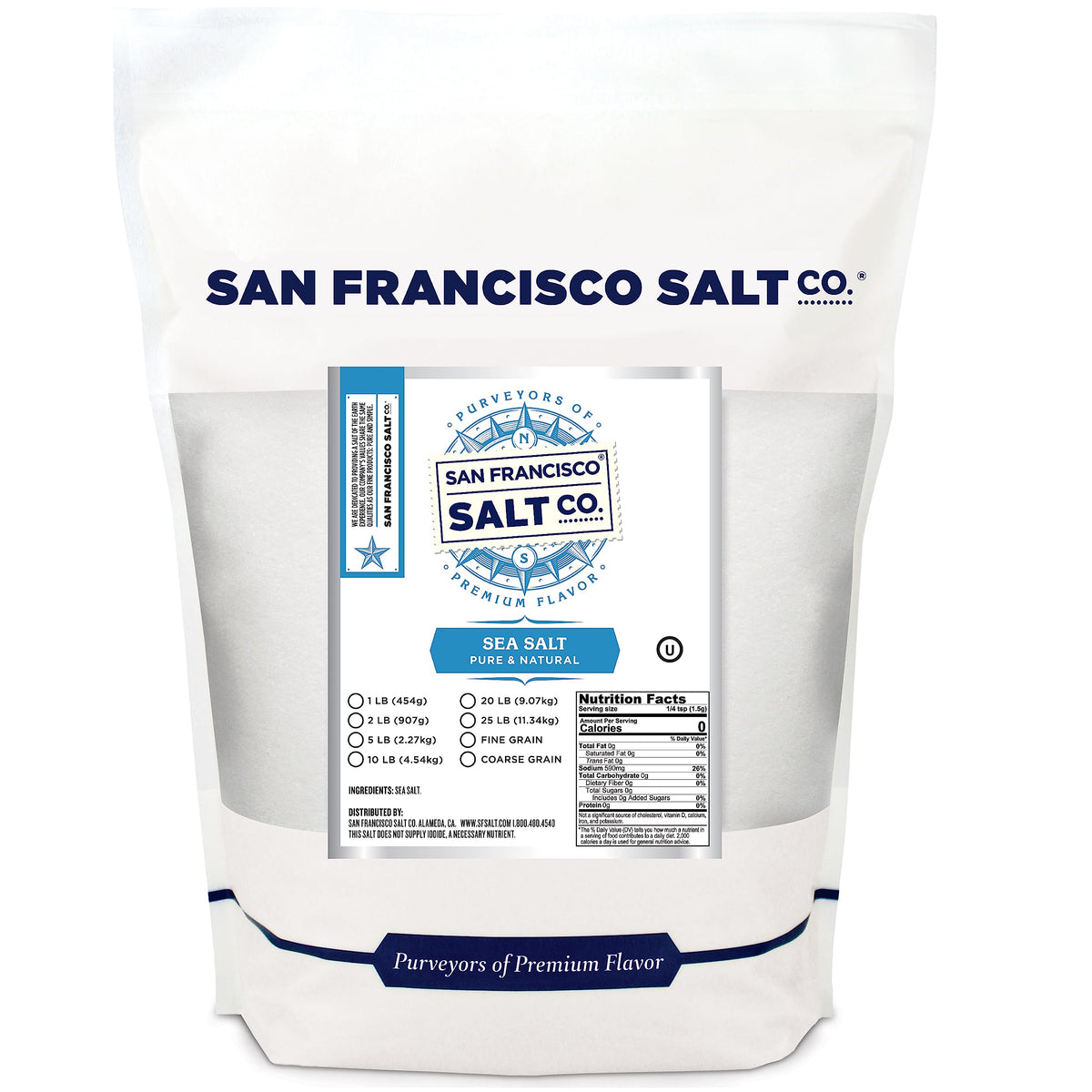 San Francisco Salt Company gourmet sea salt 2lb bag sealed for pantry storage