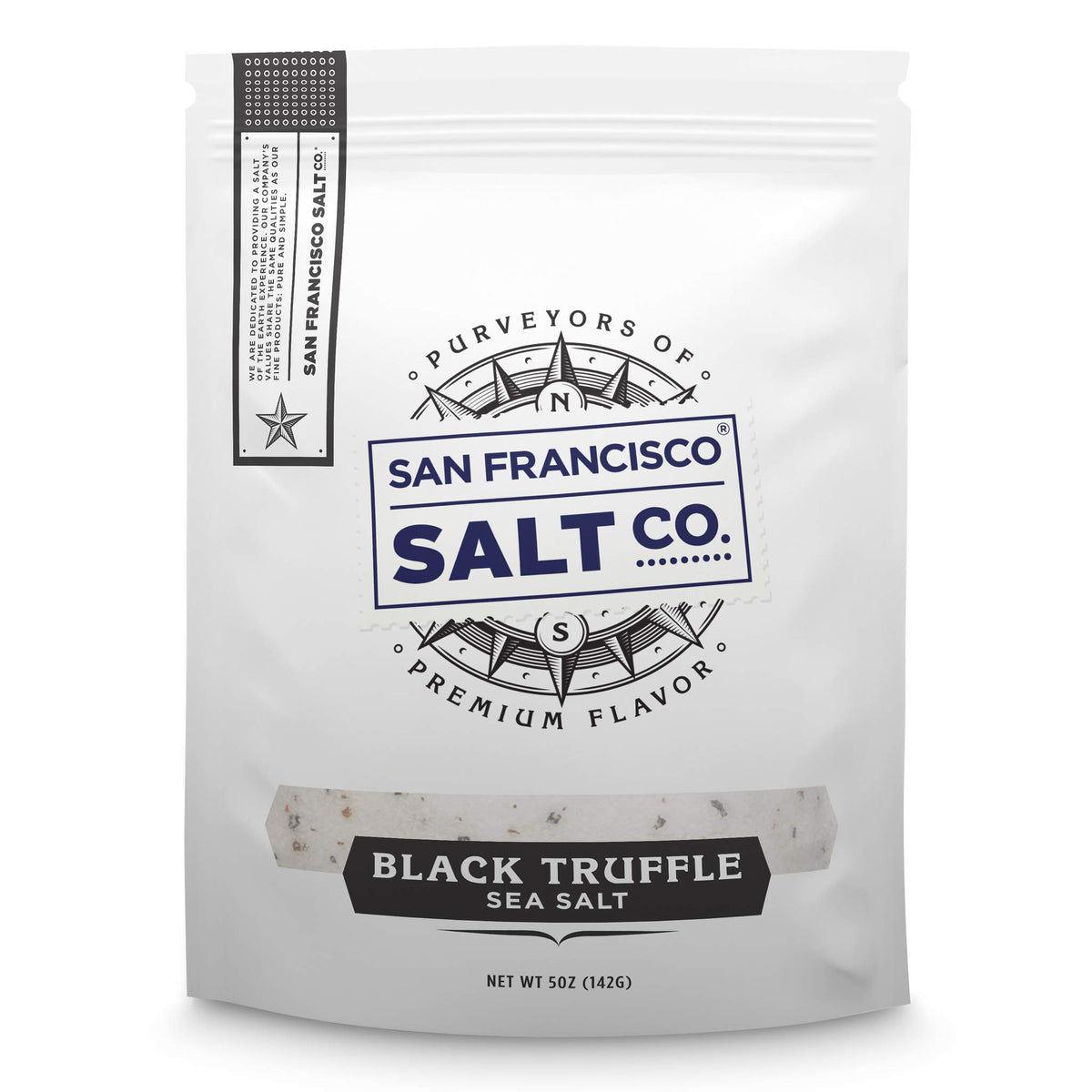 San Francisco Salt Company Italian Black Truffle Salt bottle adds gourmet finishing touch to pasta.