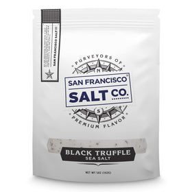 San Francisco Salt Company Italian Black Truffle Salt bottle adds gourmet finishing touch to pasta.