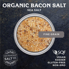 San Francisco Salt Co Organic Bacon Salt fine grain close-up ideal for quick seasoning.