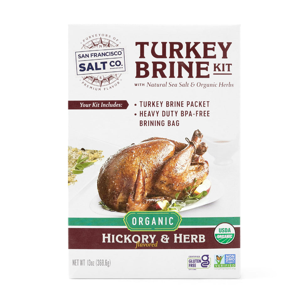 San Francisco Salt Company Organic Turkey Brine Kit box front, for moist turkey
