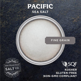 San Francisco Salt Company fine grain sea salt ideal for precise sprinkling.