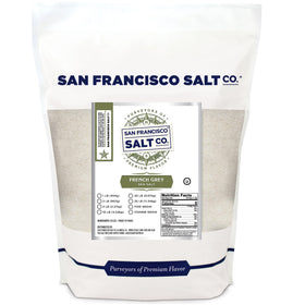 San Francisco Salt Company French Grey Sea Salt 2lb bag, versatile seasoning for meats and seafood.