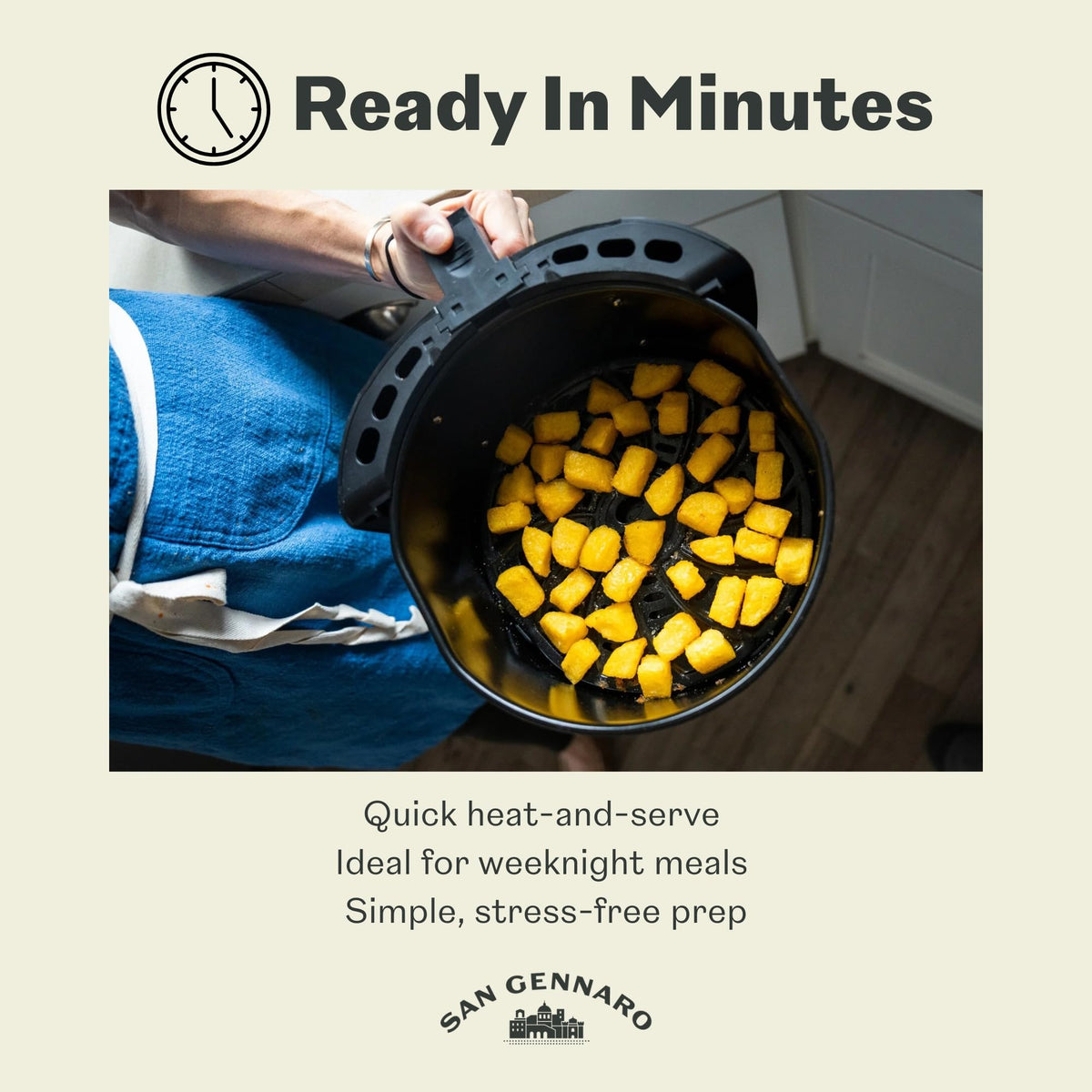 San Gennaro polenta tube as a versatile appetizer base.