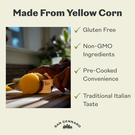 San Gennaro polenta tube sliced for grilling with savory crusts.