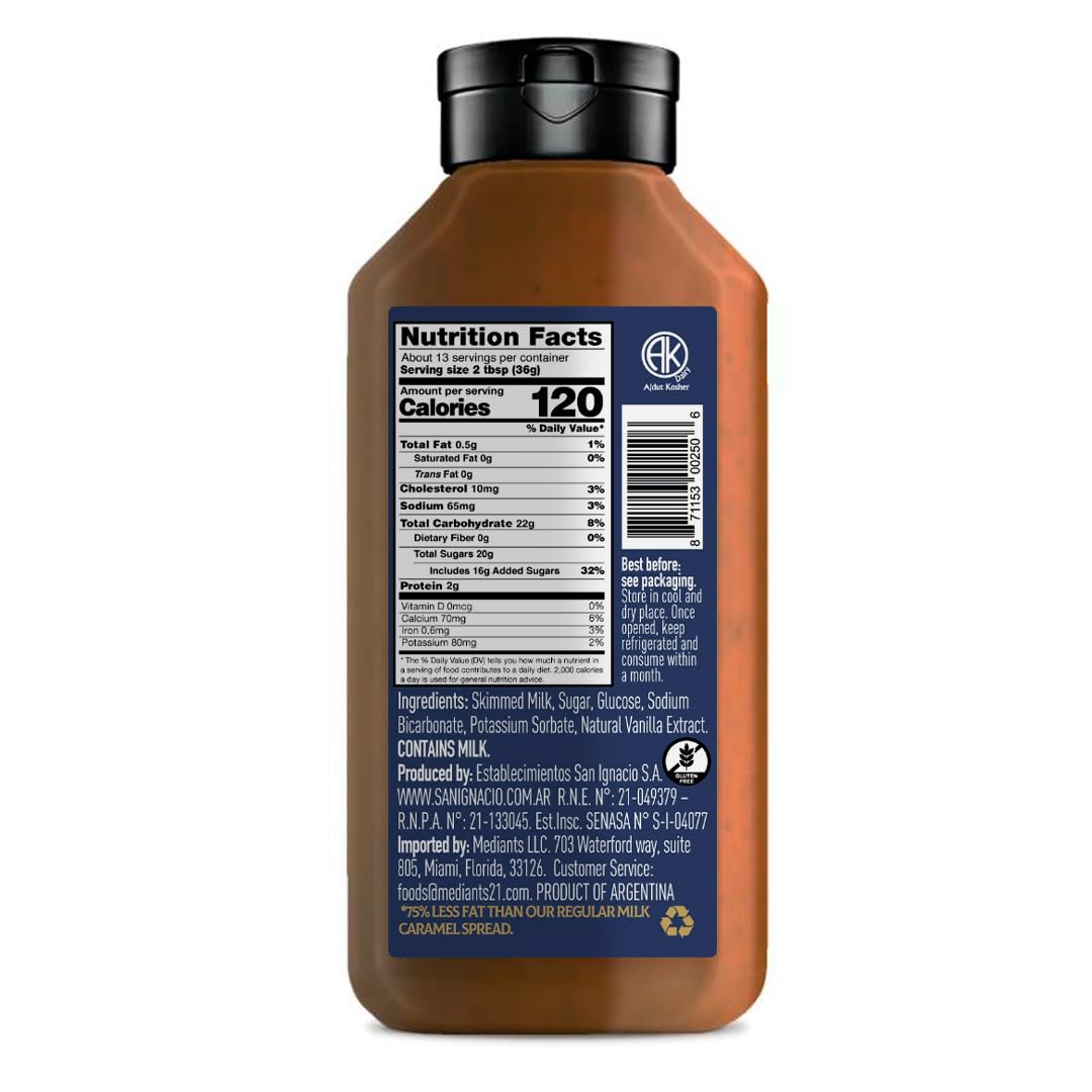 San Ignacio Dulce de Leche bottle pour, smooth caramel stream for toppings