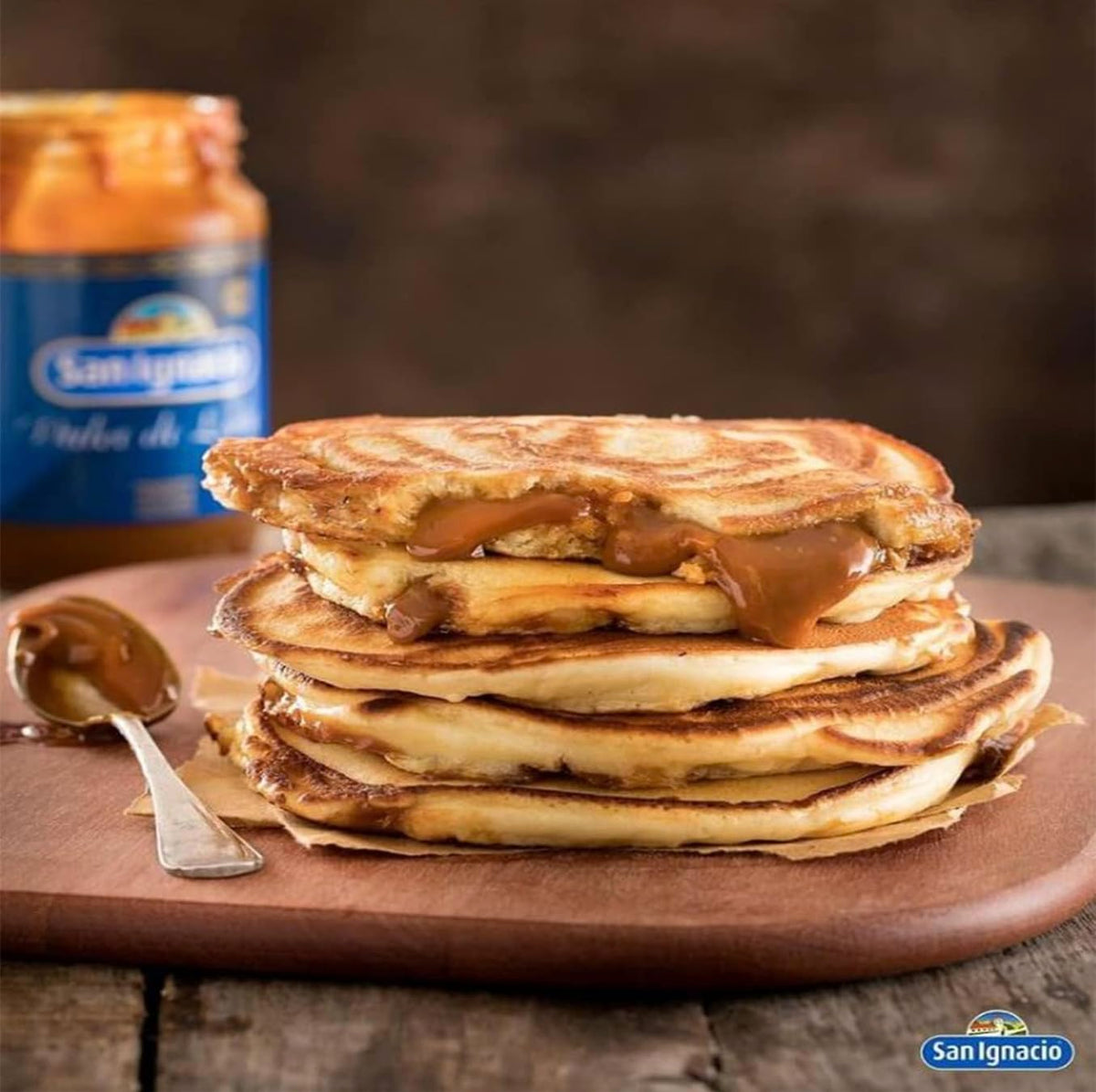 San Ignacio Dulce de Leche dessert topping brightens cakes and pancakes