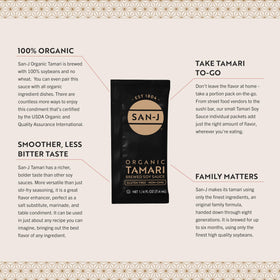 Gluten-free certification label from San-J confirms suitability for gluten-free kitchens.