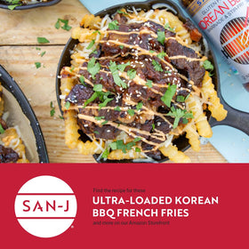 San-J BBQ sauce glaze on wings enhances flavor and sheen.
