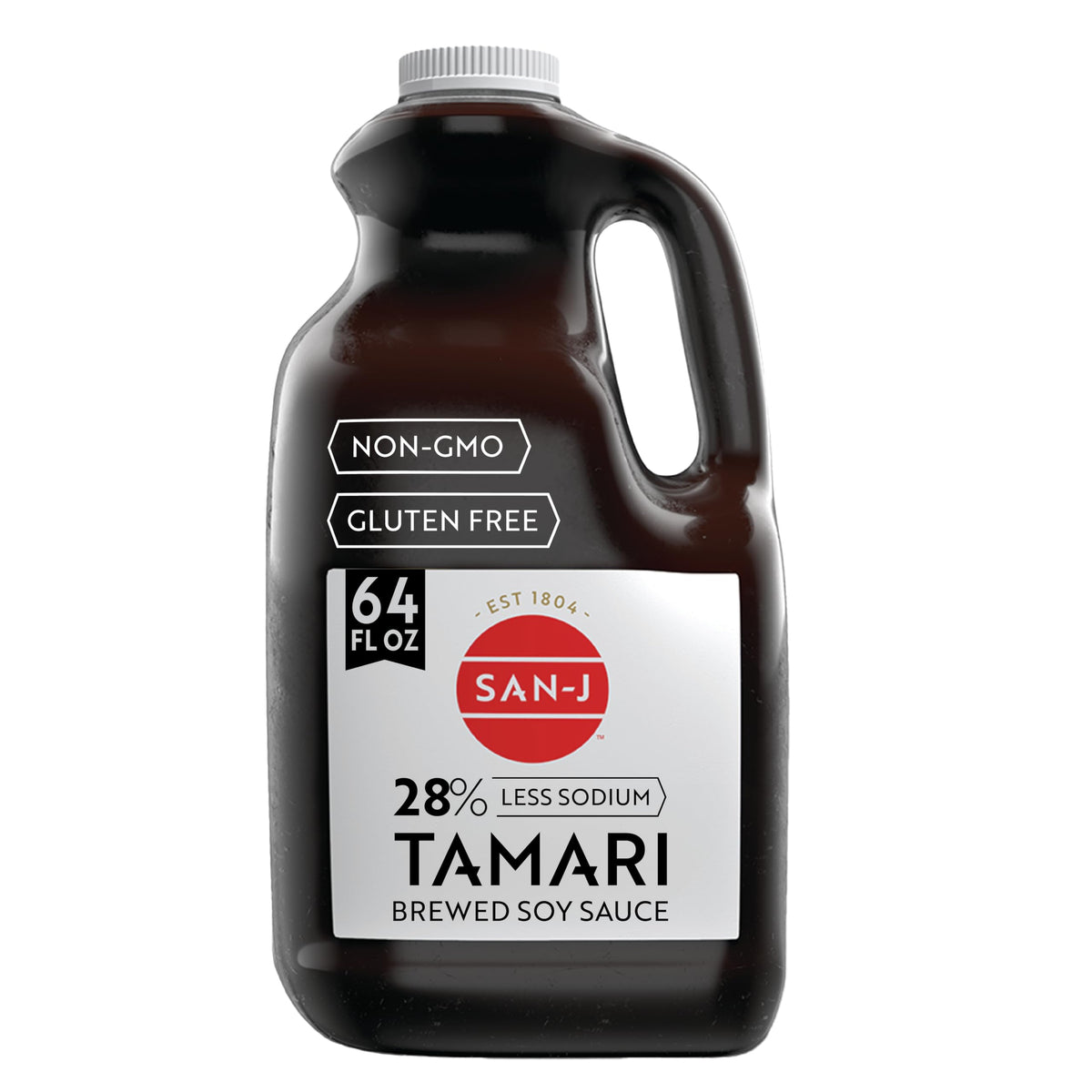 San-J gluten-free Tamari sauce 64oz bottle for bold, savory meals.