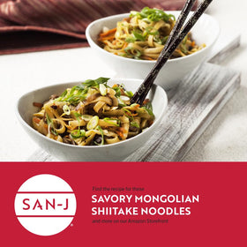 San-J Mongolian Sauce poured over noodles for quick meals.
