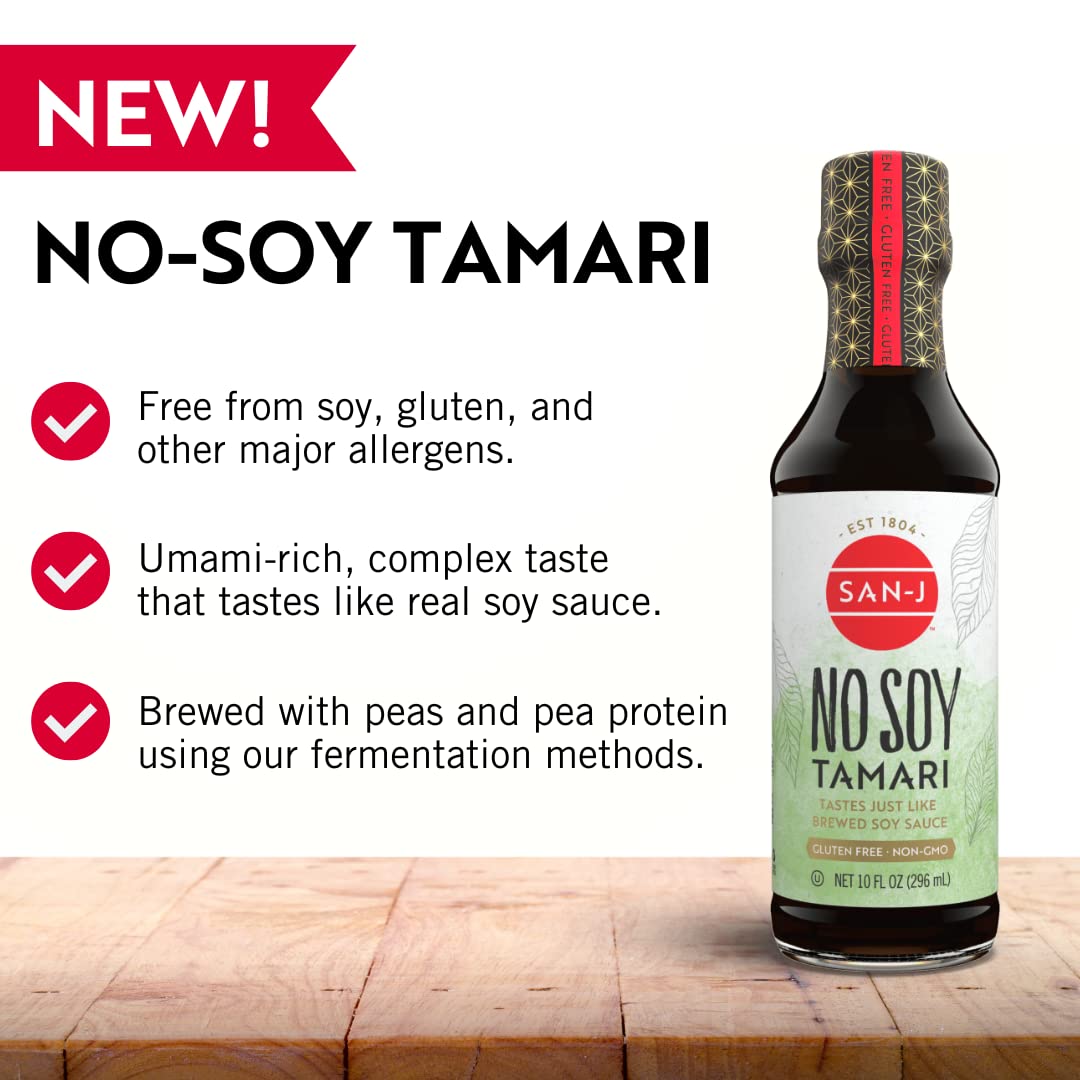 San-J No Soy Tamari enhances stir-fried vegetables with depth.