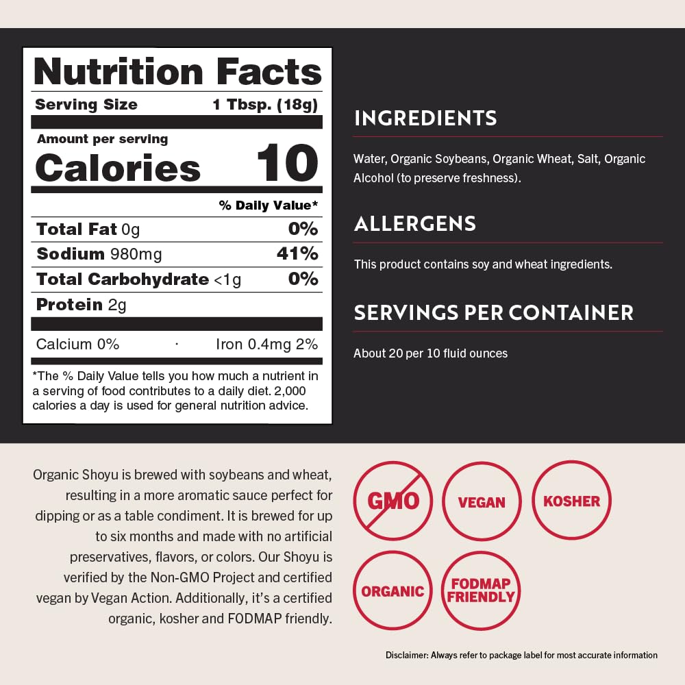 San-J Organic Shoyu ingredients close-up highlighting non-GMO and wheat.