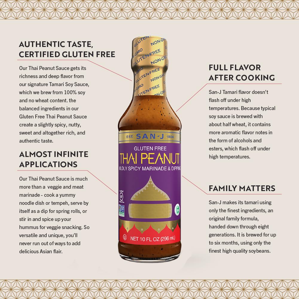 Product pack shot showing four gluten free sauces by San-J