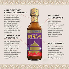 Product pack shot showing four gluten free sauces by San-J