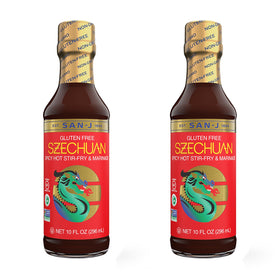 San-J Spicy Szechuan Sauce bottle ready to boost stir-fry flavor