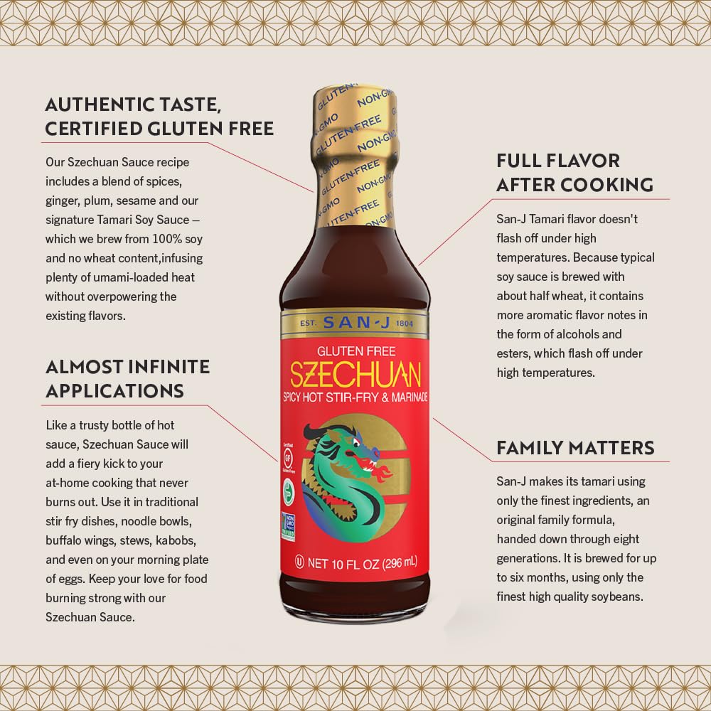Marinade setup with San-J Spicy Szechuan Sauce for flavorful proteins