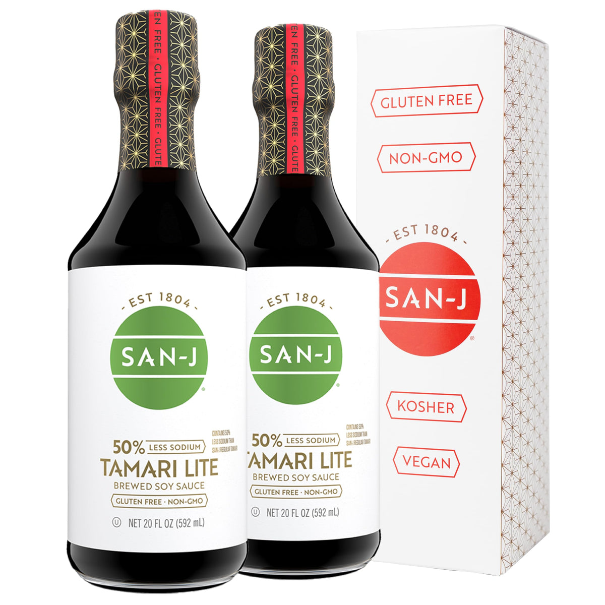 San-J Tamari Lite bottle for dipping and marinating with 50% less sodium.