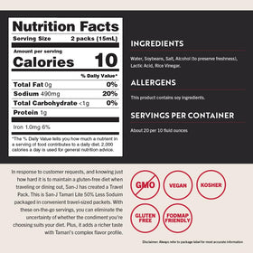 San-J Tamari Lite gluten-free packet preserves rich soy flavor