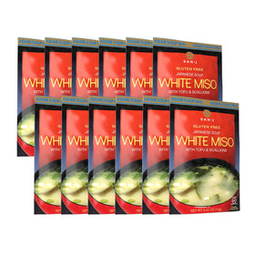 San-J White Miso Soup packets front view, ideal for quick meals.