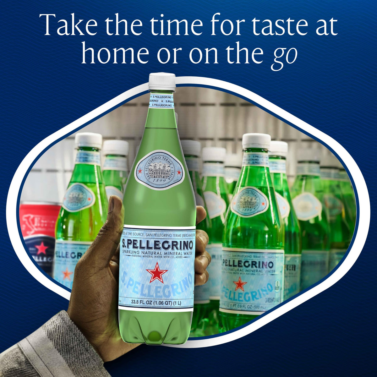San Pellegrino 1L bottle side view, convenient on-the-go hydration