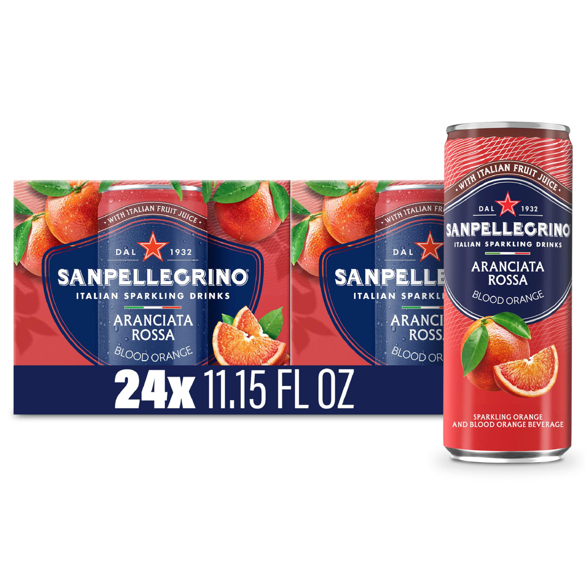 San Pellegrino Aranciata Rossa can front highlights a refreshing citrus moment.