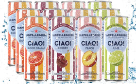 San Pellegrino Ciao blood orange can delivering vibrant citrus notes with a sunny twist