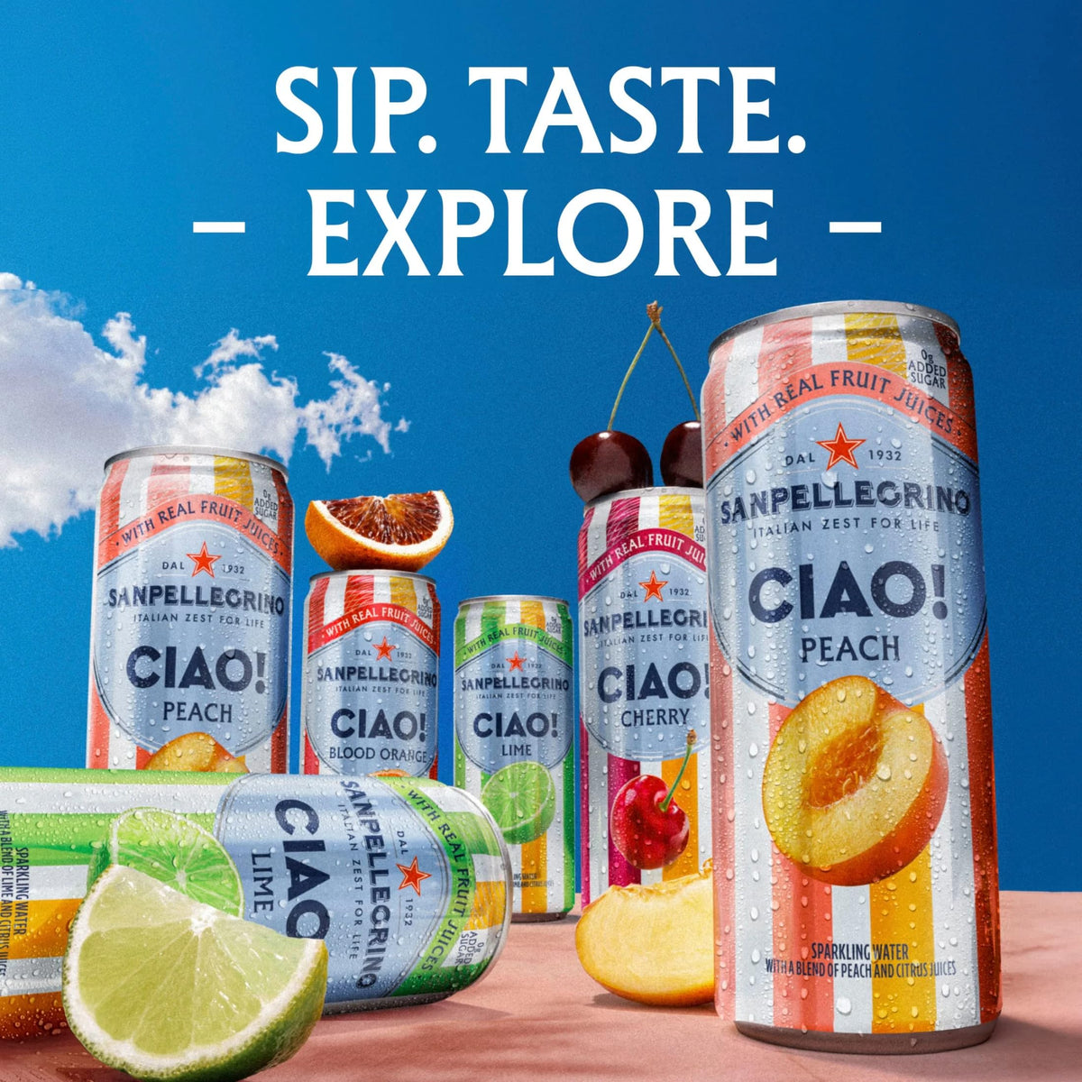 San Pellegrino Ciao cherry can offering a bright, tart finish for snacks or desserts