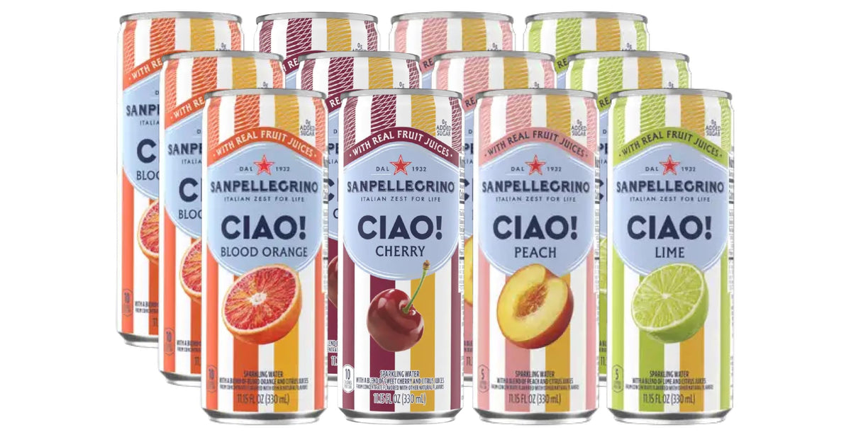 San Pellegrino Ciao lime can for a zesty, refreshing sip perfect with light meals