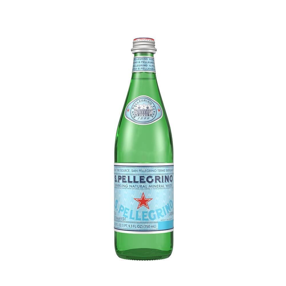 Elegant Italian mineral water in a glass bottle showcased during dining settings.