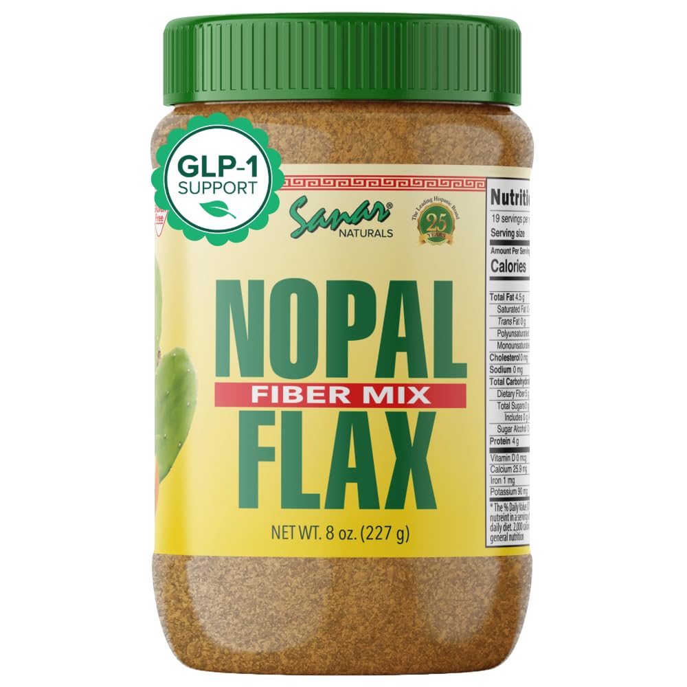 Sanar Naturals Nopal Flax Seed bottle pour for daily fiber