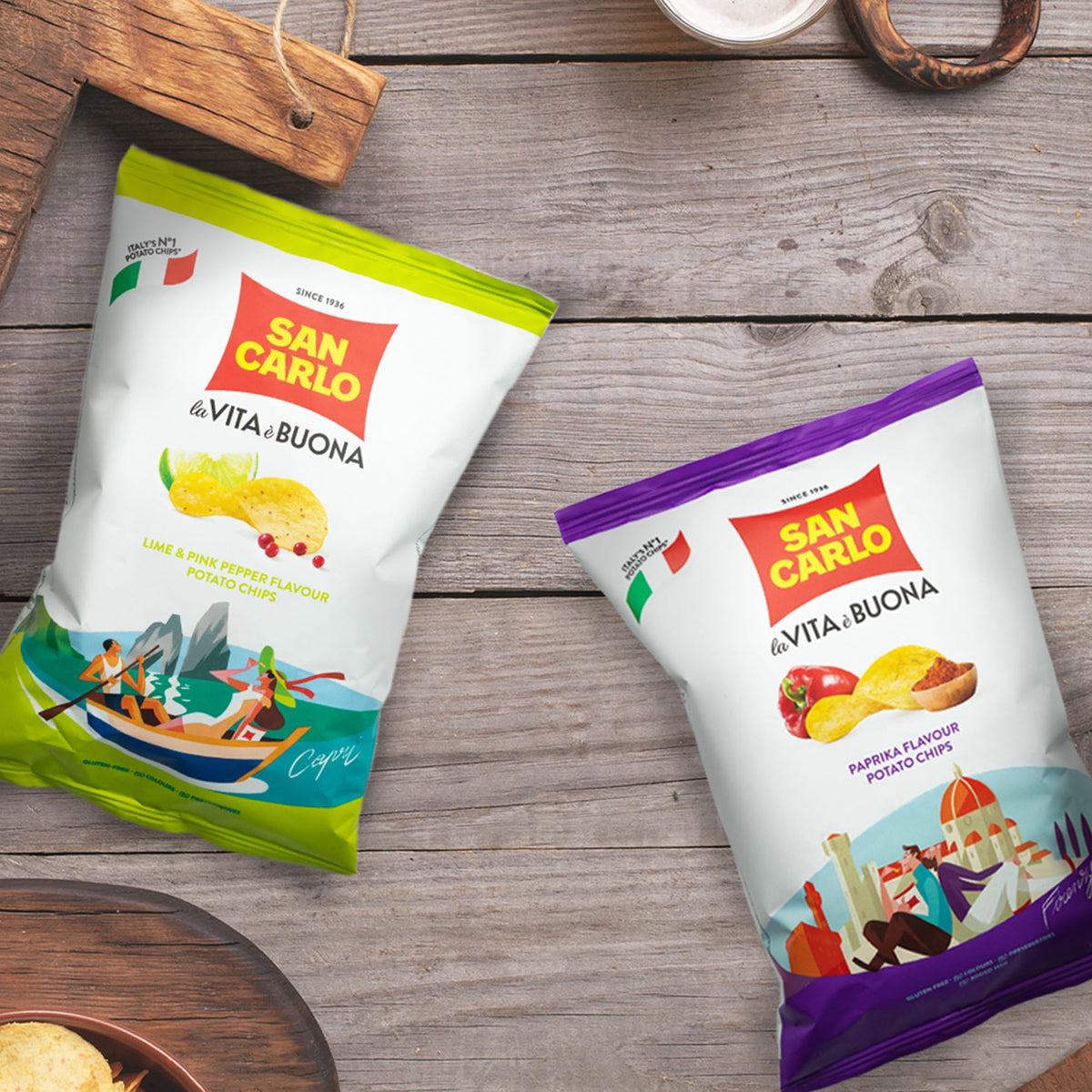 San Carlo Tomato chips showcase vibrant tomato notes and pair well with dips.
