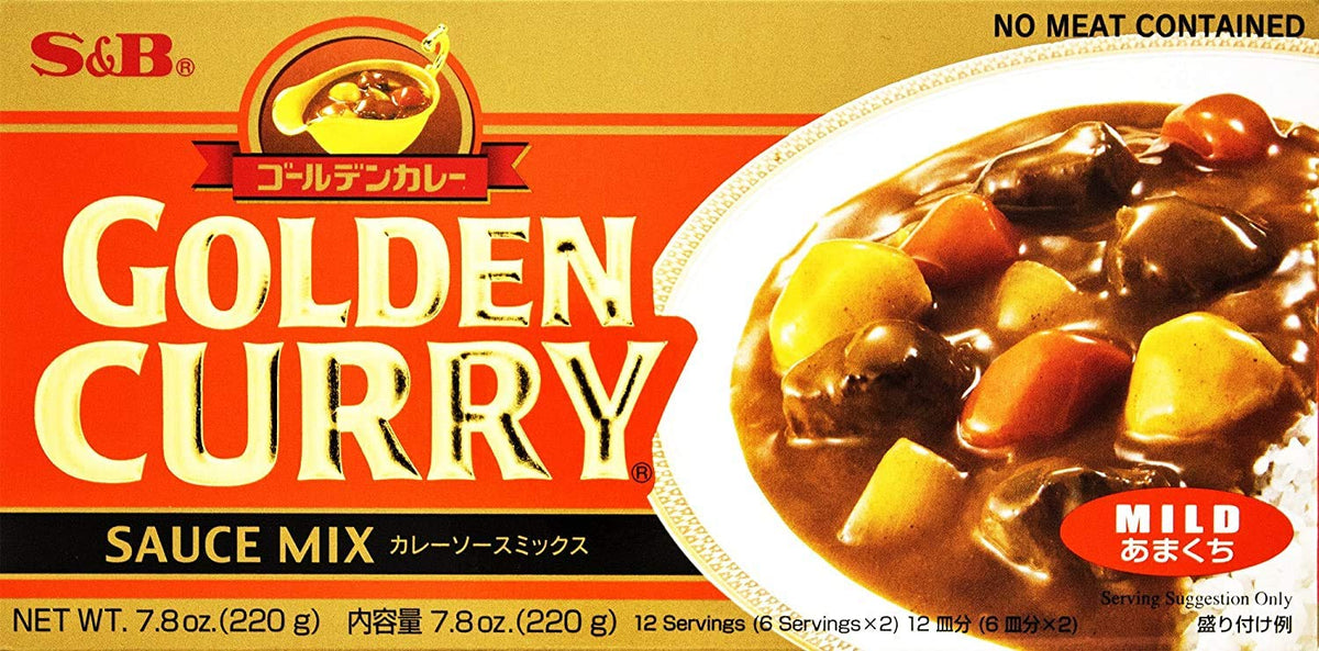 S&B Golden Curry Sauce Mix Mild, front-pack image, ideal for quick, comforting weeknight dinners.